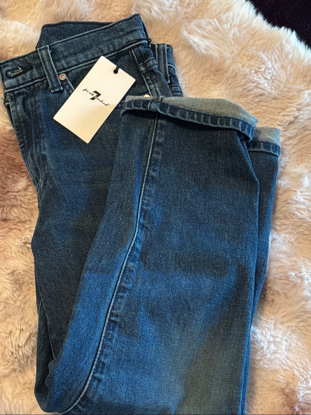 7 For All Mankind dark indigo denim jeans